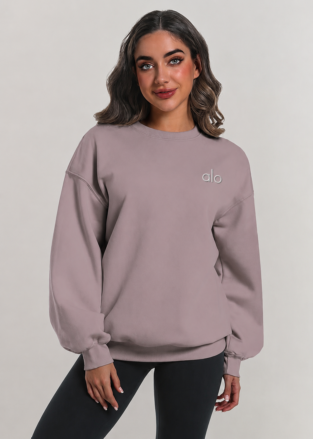 Ready to ship women's oversized comfy sweatshirt with 3D logo