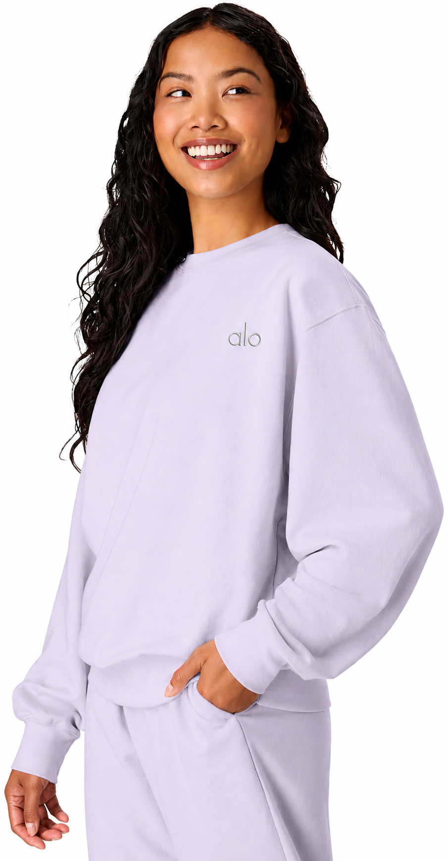 Women's lilac a.l.o sweatshirt with 3d logo - 100% cotton /  ready to ship