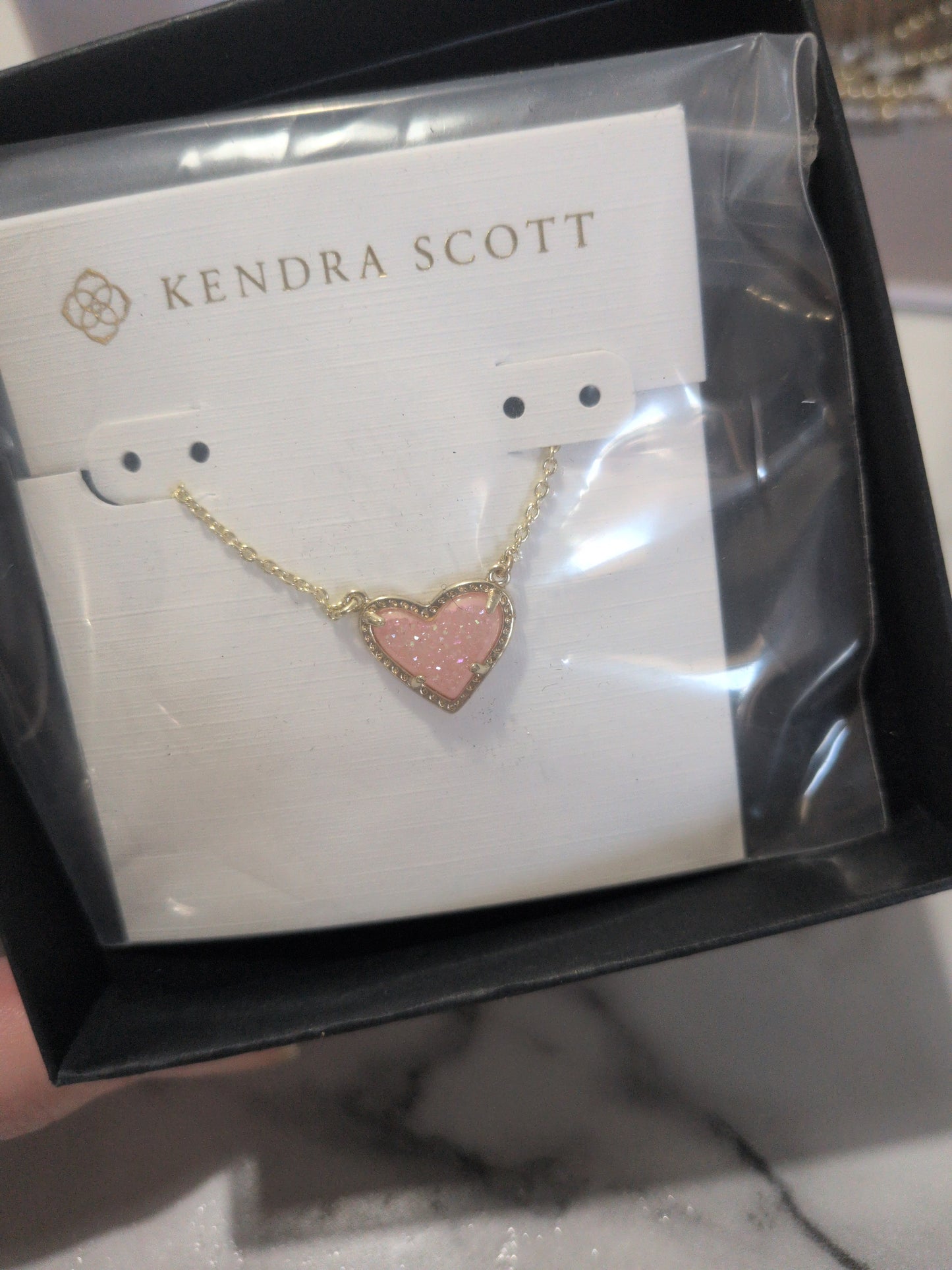 Ready to ship heart necklace with box
