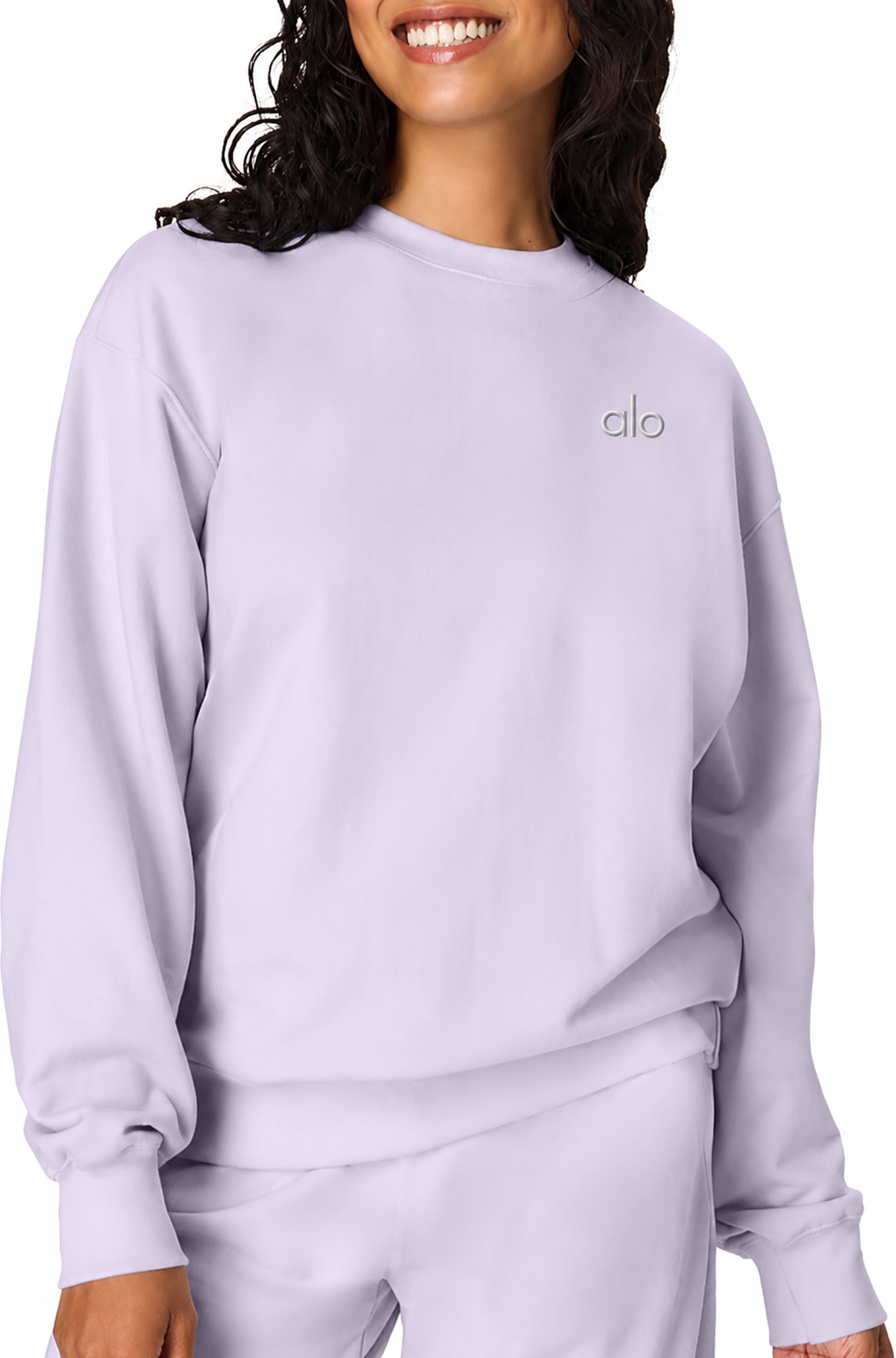 Women's lilac a.l.o sweatshirt with 3d logo - 100% cotton /  ready to ship