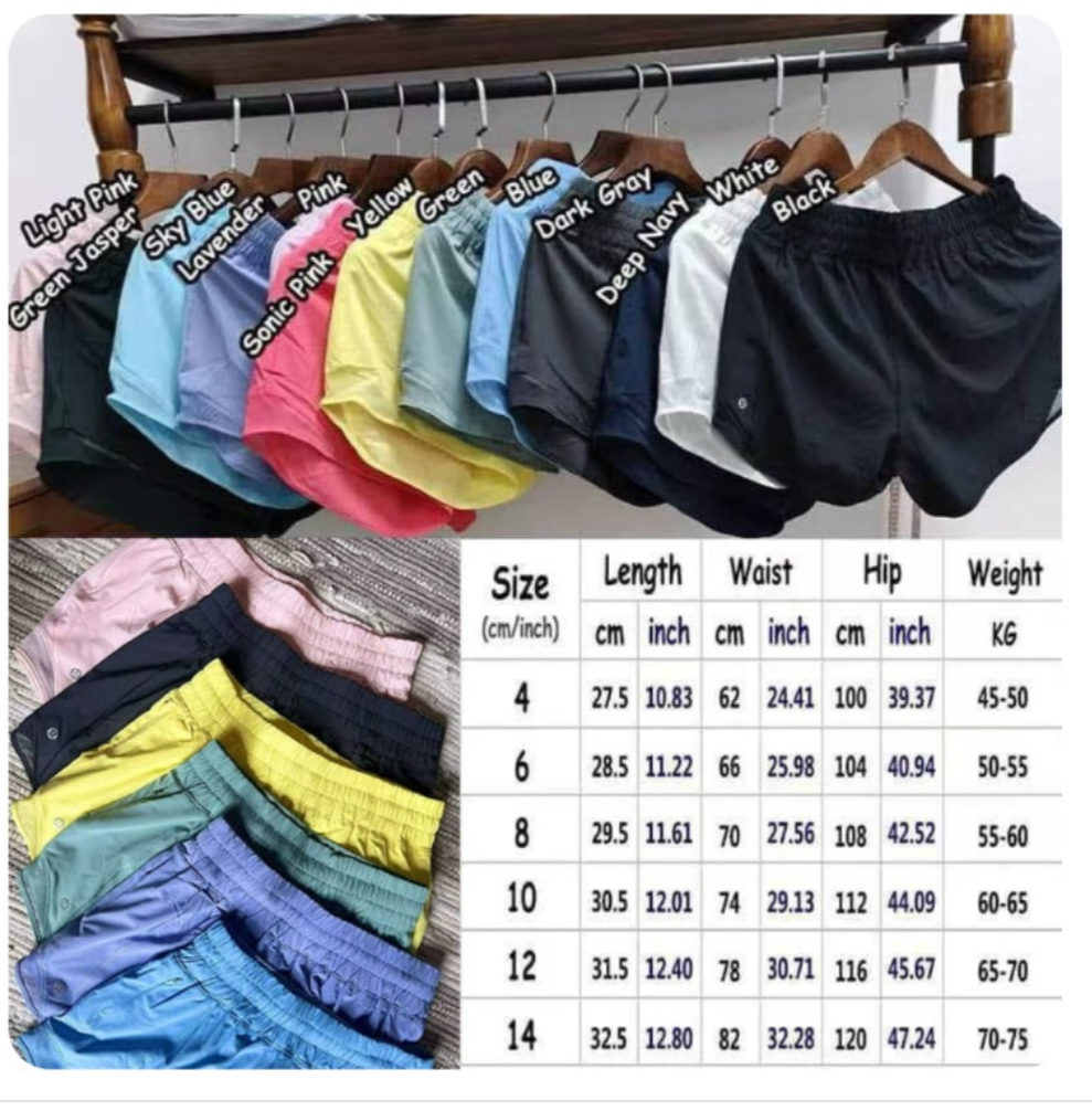 Women's Lulu 4 inch shorts ready to ship - fits true to size
