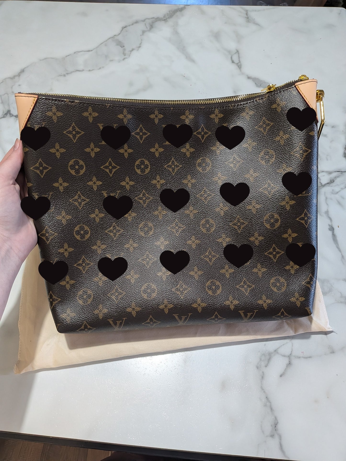 Damaged lv bag / read description below / logo covered